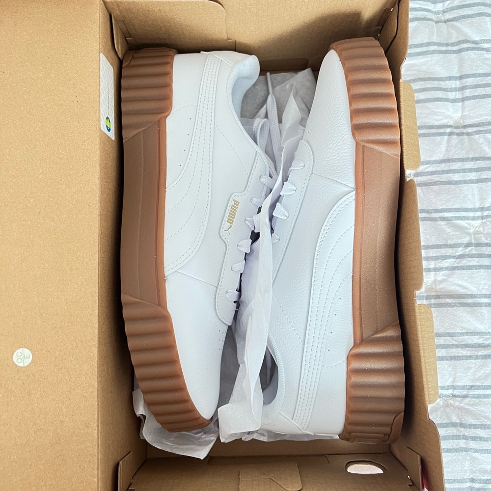 Puma White Sneakers Size 9.5 New Carina 3.0
